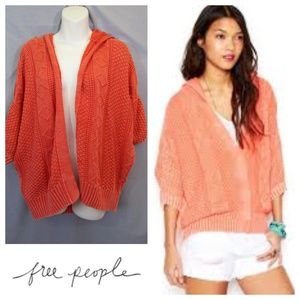 Free People Washed Out Cardigan Coral Oversize S